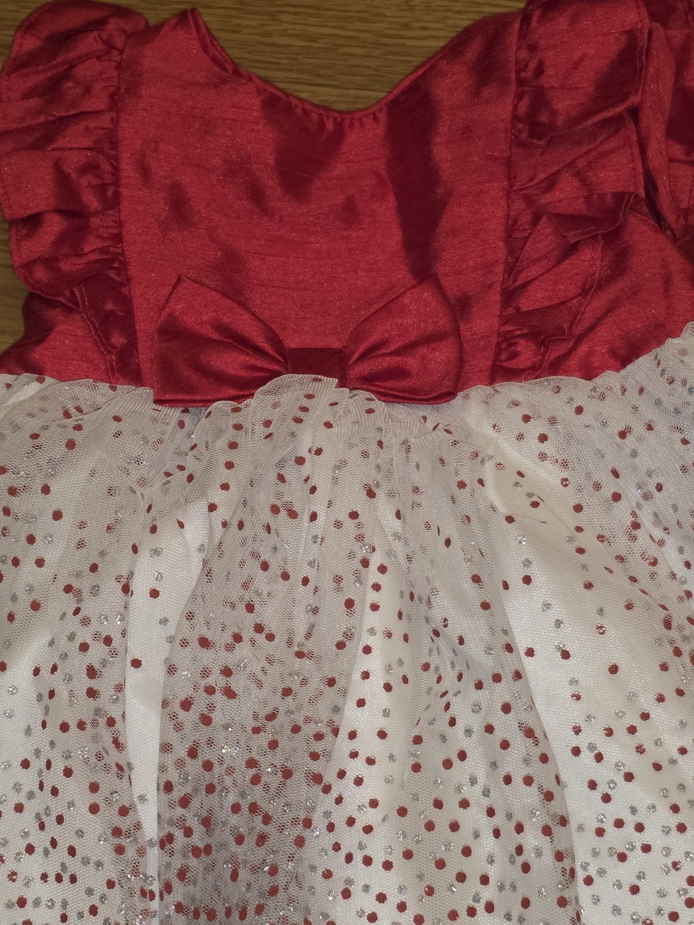 Mia & Mimi Girls Red and White Sparkle Tulle Party Dress - Picture 3 of 9
